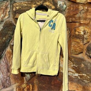 Hollister yellow double zipper vintage Y2K hoodie